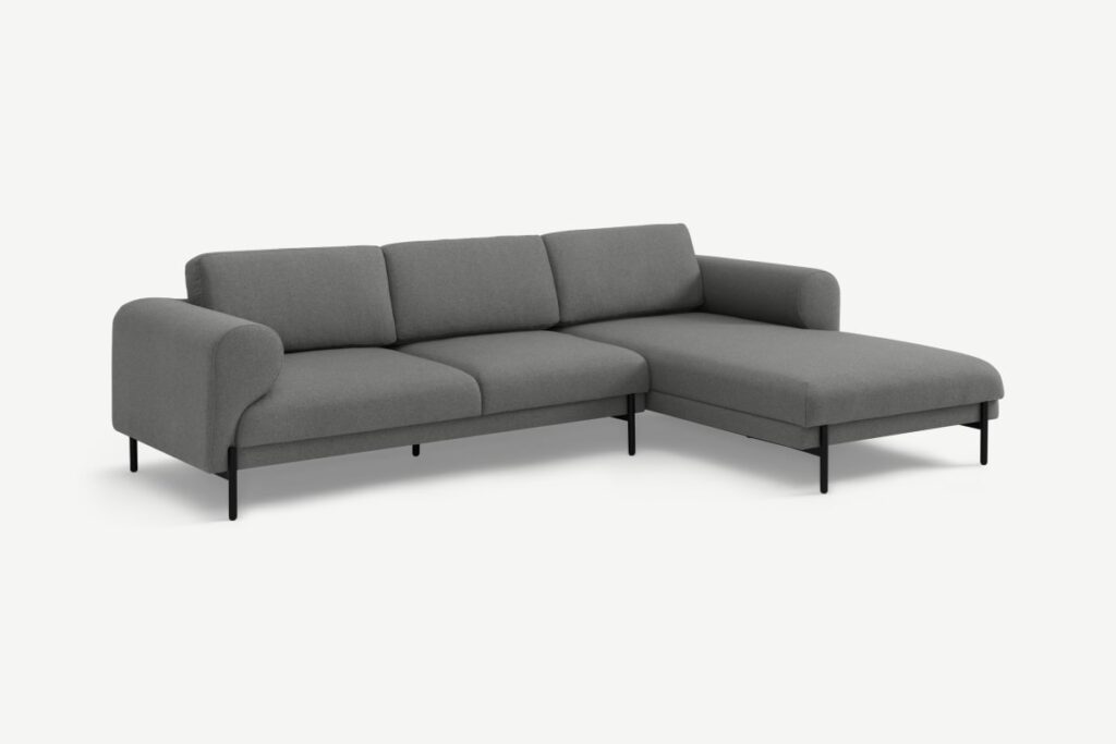 Orsel Ecksofa Recamiere Rechts Stoff In Grau MADE 4 Sofas