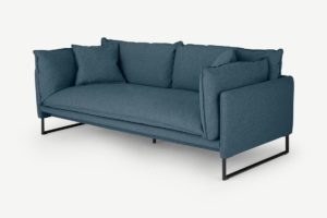 Malini 3-Sitzer Sofa, Stoff in Orleansblau - MADE.com