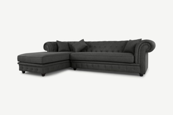 Branagh Ecksofa (Recamiere links), Stoff in Anthrazit - MADE.com