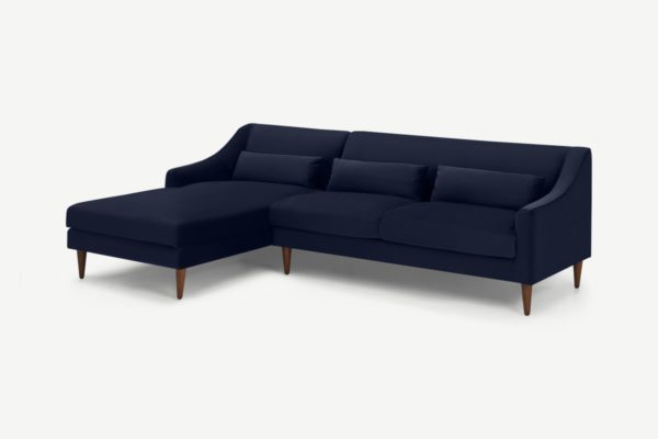 Herton Ecksofa (Recamiere links), Samt in Tintenblau - MADE.com