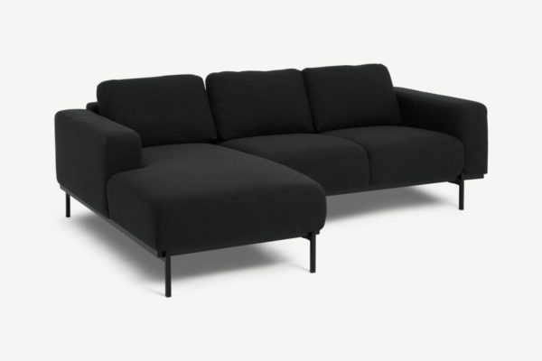 Jarrod Ecksofa (Recamiere links), Webstoff in Nachtschwarz - MADE.com