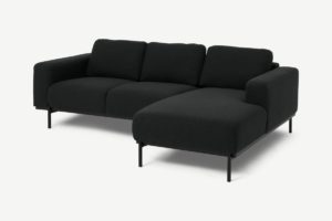 Jarrod Ecksofa (Recamiere rechts), Webstoff in Nachtschwarz - MADE.com