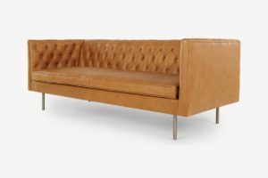 Julianne 3-Sitzer Sofa, Premium-Leder in Hellbraun - MADE.com