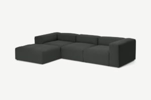 Livienne Ecksofa, Leinen in Perlschwarz - MADE.com