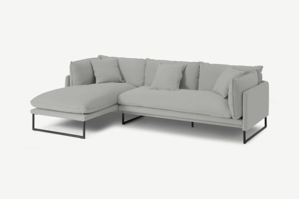 Malini Ecksofa (Recamiere links), Baumwoll-Leinen-Mix in Mineralgrau - MADE.com