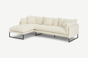 Malini Ecksofa (Recamiere links), Boucle in Off-White - MADE.com