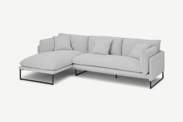 Malini Ecksofa (Recamiere links), recycelte Baumwolle in Taubengrau - MADE.com