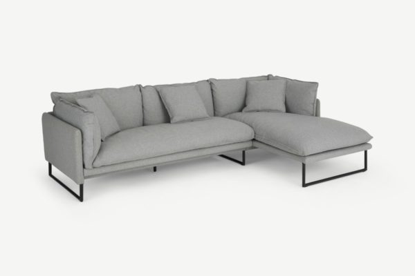 Malini Ecksofa (Recamiere rechts), Stoff in Felsengrau - MADE.com