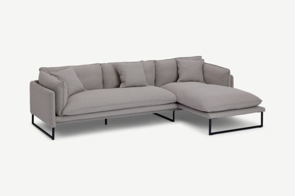 Malini Ecksofa (Recamiere rechts), recycelte Baumwolle in Hellbraun - MADE.com