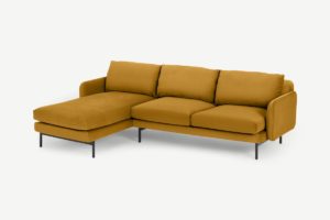 Miro Ecksofa (Recamiere links), Samt in Vintage-Ocker - MADE.com