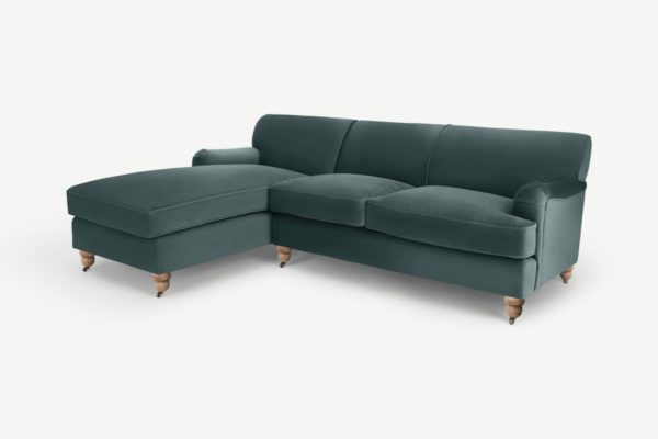 Orson Ecksofa (Recamiere links), Samt in Marinegruen - MADE.com