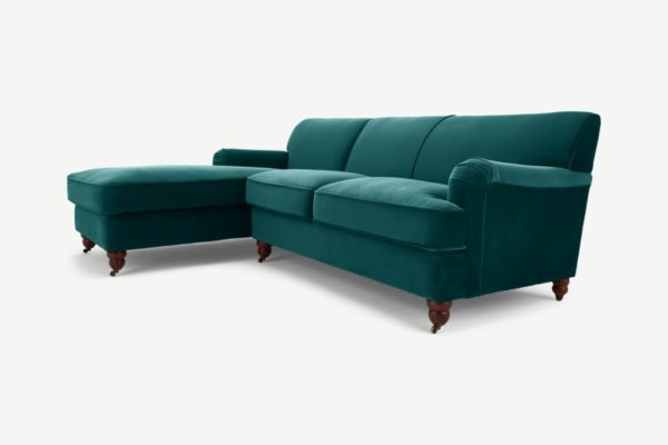 Orson Ecksofa (Recamiere links), Samt in Meerblau - MADE.com