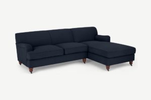 Orson Ecksofa (Recamiere rechts), Webstoff in Dunkelblau - MADE.com