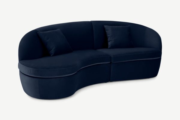 Reisa Ecksofa (Recamiere links), Samt in Tintenblau - MADE.com