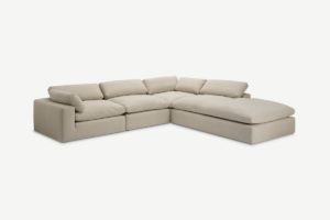 Samona Ecksofa (Recamiere rechts), Baumwoll-Leinen-Mix in Natur - MADE.com