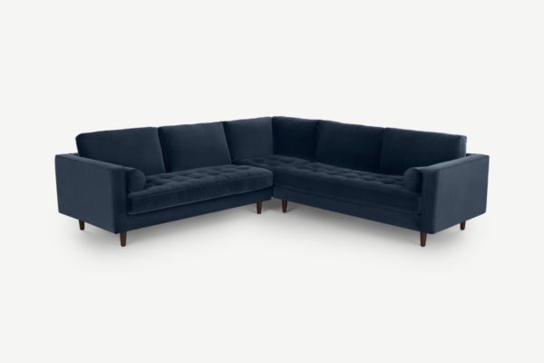 Scott Ecksofa, Baumwollsamt in Marineblau - MADE.com