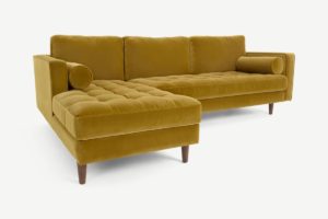 Scott Ecksofa (Recamiere links), Baumwollsamt in Gold - MADE.com