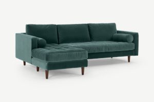 Scott Ecksofa (Recamiere links), Baumwollsamt in Petrol - MADE.com