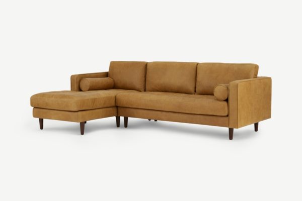 Scott Ecksofa (Recamiere links), Leder in Hellbraun - MADE.com