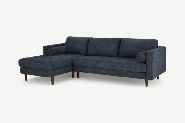 Scott Ecksofa (Recamiere links), Webstoff in Blaumeliert - MADE.com