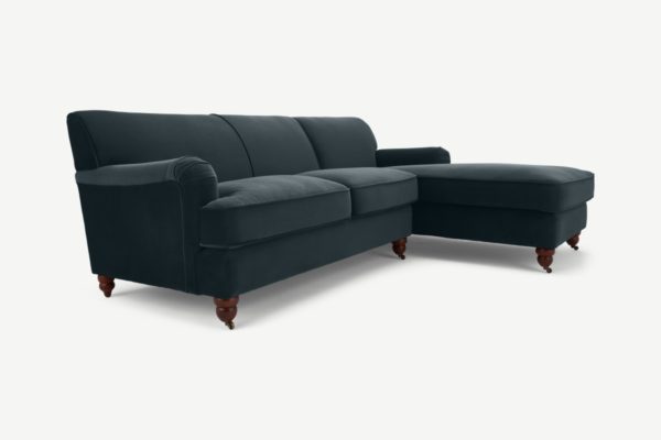 Orson Ecksofa (Recamiere rechts), Samt in Nachtgrau - MADE.com