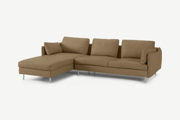 Vento 3-Sitzer Ecksofa (Recamiere links), Leder in Blassbraun - MADE.com