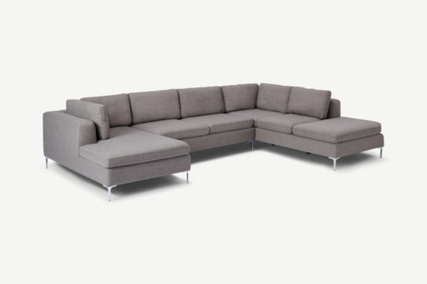 Monterosso Ecksofa (Recamiere rechts), recycelte Baumwolle in Graphitgrau - MADE.com