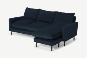 Russo Ecksofa, recycelter Samt in Marineblau - MADE.com