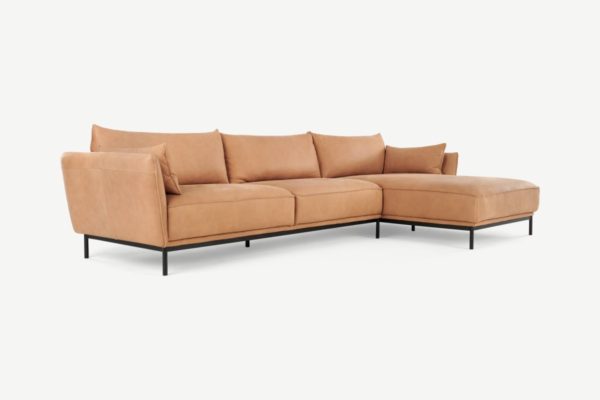 Odelle Ecksofa (Recamiere rechts), Leder in Cognac - MADE.com