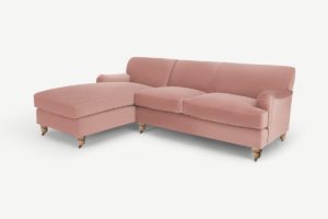 Orson Ecksofa (Recamiere links), recycelter Samt in Zartrosa - MADE.com