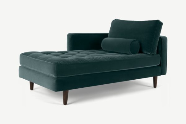 Scott Ecksofa (Recamiere links), Baumwollsamt in Petrol - MADE.com