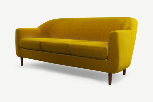 Custom MADE Tubby 3-Sitzer Sofa, Samt in Safrangelb - MADE.com