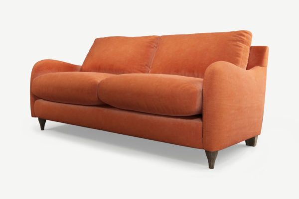 Sofia 2-Sitzer Sofa, Samt in Korallenrot - MADE.com