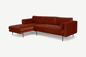 Harlow Ecksofa (Recamiere links), Samt in Ziegelrot - MADE.com