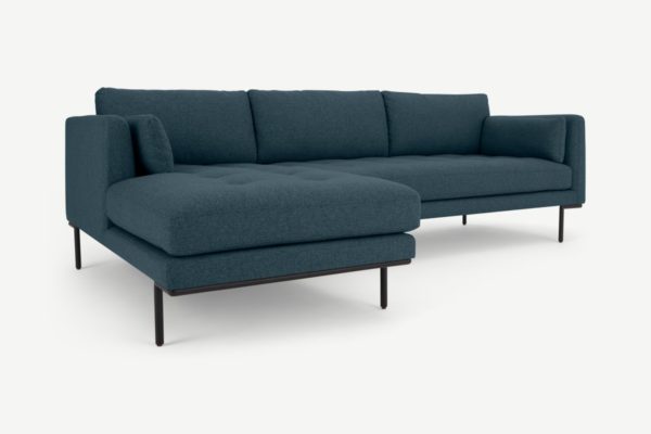 Harlow Ecksofa (Recamiere links), Stoff in Orleansblau - MADE.com