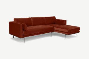 Harlow Ecksofa (Recamiere rechts), Samt in Ziegelrot - MADE.com