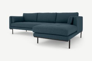 Harlow Ecksofa (Recamiere rechts), Stoff in Orleansblau - MADE.com