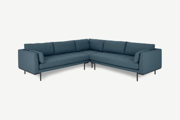 Harlow Ecksofa, Stoff in Orleansblau - MADE.com