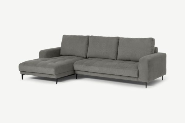 Luciano Ecksofa (Recamiere links), Kord in Aschgrau - MADE.com