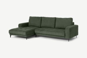 Luciano Ecksofa (Recamiere links), Kord in Waldgruen - MADE.com