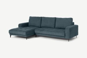 Luciano Ecksofa (Recamiere links), Kord in Wasserblau - MADE.com