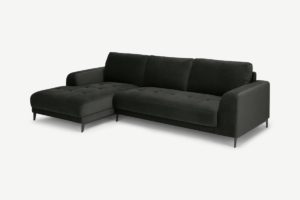 Luciano Ecksofa (Recamiere links), Samt in Granitgrau - MADE.com