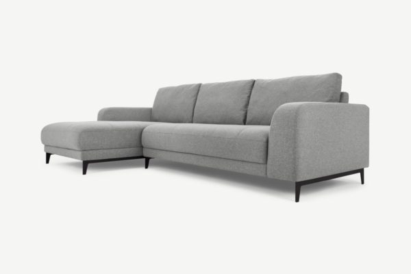 Luciano Ecksofa (Recamiere links), Stoff in Felsengrau - MADE.com