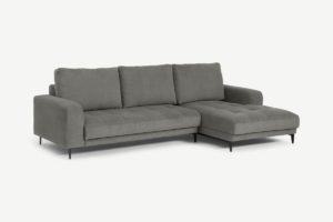 Luciano Ecksofa (Recamiere rechts), Kord in Aschgrau - MADE.com