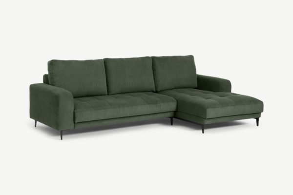 Luciano Ecksofa (Recamiere rechts), Kord in Waldgruen - MADE.com