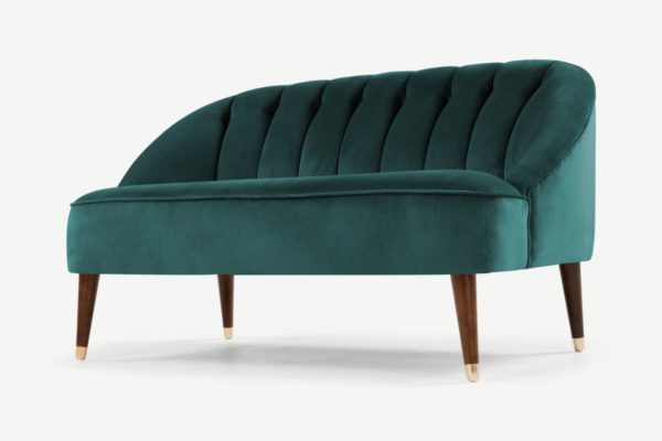 Margot 2-Sitzer Sofa, recycelter Samt in Blaugruen - MADE.com