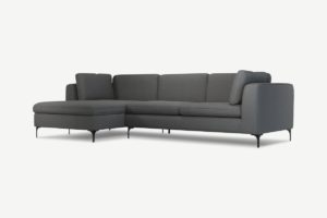 Monterosso Ecksofa (Recamiere links), Stoff in Grau und Schwarz - MADE.com