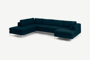 Monterosso Ecksofa (Recamiere links), Stoff in dunklem Blaugruen - MADE.com