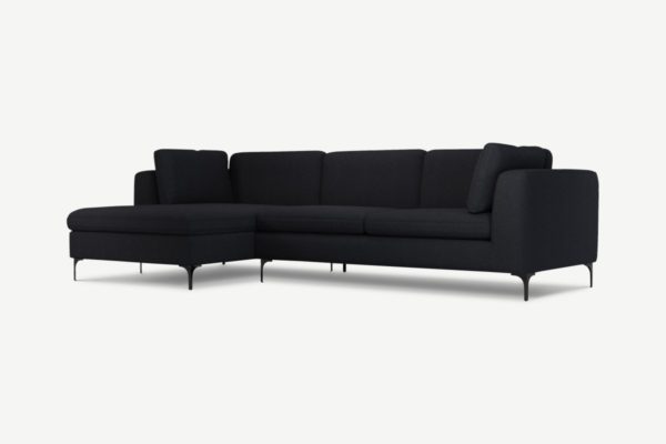 Monterosso Ecksofa (Recamiere links), Stoff in dunklem Schiefergrau und Schwarz - MADE.com