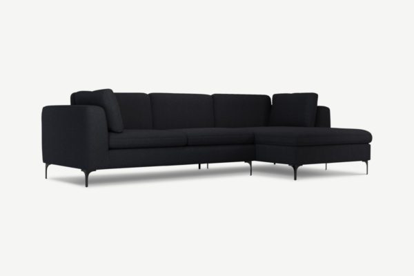 Monterosso Ecksofa (Recamiere rechts), Stoff in dunklem Schiefergrau und Schwarz - MADE.com